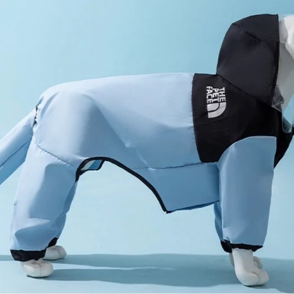 Waterproof dog rain coat blue or green - Picture 2 of 5